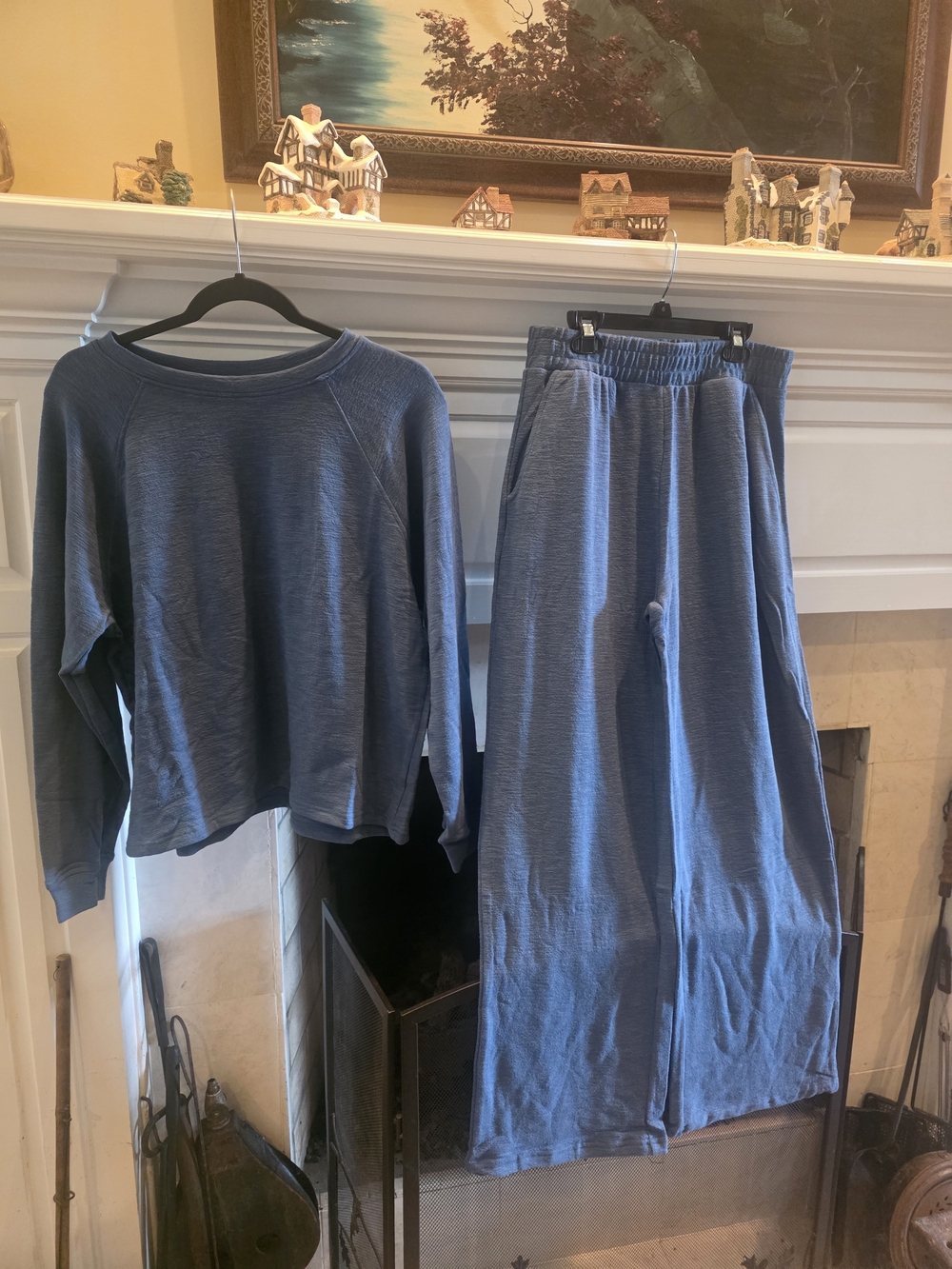 Zenana Outfitters Blue Wide Leg Pants & Top Slub Set